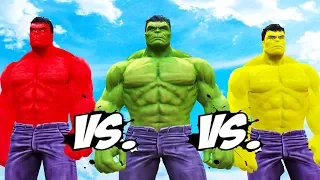 HULK vs RED HULK vs YELLOW HULK - Epic Battle