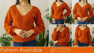 How to Crochet a V Neck Sweater | Pattern & Tutorial DIY