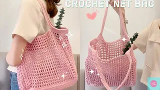 crochet net bag tutorial| Hướng dẫn móc chiếc túi lưới đeo vai đơn giản| Châu Crochet#123