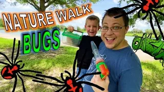 Nature Walk BUG HUNT for KIDS!! Spiders, KATYDID, Earwigs, BUTTERFLIES, Dragonflies, BEETLES & MORE
