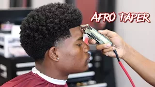 BARBER TUTORIAL:  AFRO TAPER | CURL SPONGE WITH SIDE PART