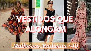 VESTIDOS QUE ALONGAM - Mulher Madura acima dos 40 anos