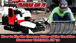 How to repair the concave filter of the combined rice harvester machine YANMAR AW 70