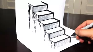 How to Draw a 3D Staircase - Drawing Steps Trick Art
