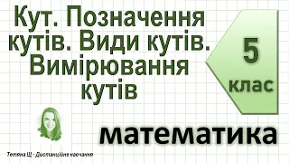 Кут. Позначення кутів. Види кутів. Вимірювання кутів. Математика 5 клас