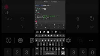 "Area of Circle" program in C . #shorts .
