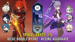 DIluc Double Hydro and Keqing Aggravate - Genshin Impact Abyss 3.5 - Floor 12 9 Stars