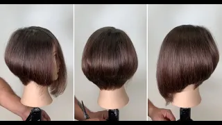 Asymmetric Bob Haircut Tutorial with Graduation | Textured bob Hair & Layered Bob Haircut for women