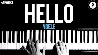 Adele - Hello Karaoke SLOWER Acoustic Piano Instrumental Cover Lyrics