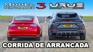 Lamborghini Urus vs Tesla Model 3: CORRIDA DE ARRANCADA