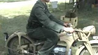 Original WWII GERMAN Zundapp Motorcycle in Action!