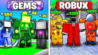 ROBUX vs GEM Units in Toilet Tower Defense!