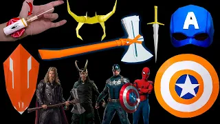 6 Origami AVENGERS WEAPONS || Mask/Axe/Shield/Knife/Spider-web shooter