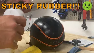 How to clean a sticky rubber part or helmet