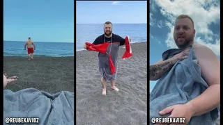 Boyfriend loses his swimming trunks in the sea! - Dissolving shorts prank