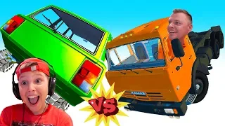 МАШИНКИ Столкновения на ПЕРЕКРЕСТКЕ Игорь и папа и РУССКИЕ МАШИНЫ в BeamNG Drive