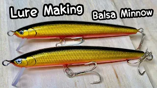 【lure making】Balsa Minnow Making Challenge! make a 11cm minnow