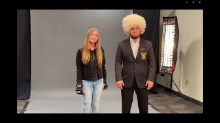 Giving Khabib A Papakha backstage at the UFC Hall of Fame