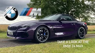 Take a look at the BMW Z4 M40i roadster in thunder night metallic.