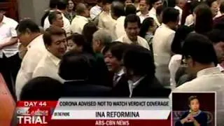 Ina Reformina reports Corona advised not watch proceedings on TV.
