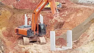 Insane Power Of Excavator! Volvo & Hitachi Series 300 Excavators Lifting Massive Box Culvert Part 1