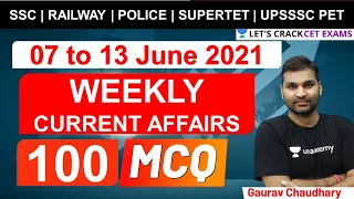 7 to 13 June Current Affairs 2021 | Weekly Current Affairs 2021| TOP 101+ Important MCQ | Gaurav Sir
