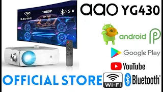 AAO YG430 Projector Full HD Android 9.0 Smart Projector Wi-Fi Bluetooth 5000 Lumens Built in Apps