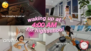 waking up at 4AM to get ready for highschool | Productive | Bloxburg Roleplay | w/voices