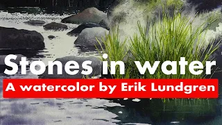 Stones in water | A watercolor by Erik Lundgren