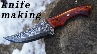 how to make a damascus hunting knife