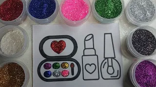 Makeup colour and glitter 💅💄How to draw and colour with glitter for kids and toddlers #viral