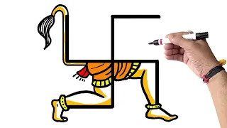 Swastik से हनुमान जी का Drawing बनाना सीखिए मेहनत से बनाया हैं | Hanuman जी का चित्र आसानीसे