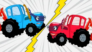Синий трактор против Красного - Кто круче - Поиграйки про машинки для детей малышей