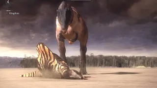 Carcharodontosaurus with massive 16cm teeth hunts down Ouranosaur | Planet Dinosaur