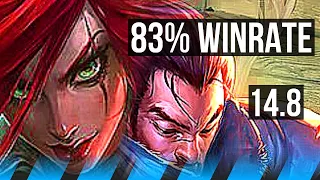 KATARINA vs YASUO (MID) | 83% winrate, Quadra, Legendary, 13/3/6 | TR Grandmaster | 14.8