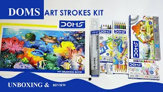 Doms Art Strokes Kit /Review/Malayalam 👌/Oil Pastels🔴 Plastic Crayons/unboxing👌 / kit only for 149