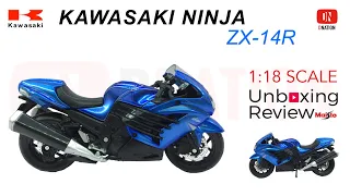 Unboxing Kawasaki Ninja ZX 14R 1:18 scale Diecast Motorcycle manufactured by Maisto - Dnation