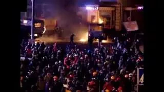 Начало столкновения на Грушевского 19.01.2014