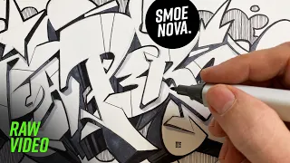 Real time GRAFFITI SKETCH on PAPER painting with helpful VOICE OVER