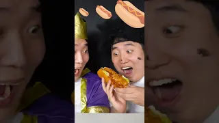 SMALL MEDIUM BIG Emoji FOOD CHALLENGE | Best food Hotdog Mukbang ASMR #Shorts