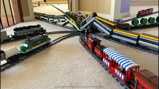 8 LEGO Trains Crashing Into Each Other. Epic Destruction!