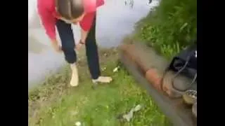Girl Tries to Cross Flooded Street