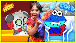 Ryan's Hot vs Cold Challenge with Gus and Robo Combo!