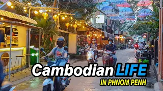 THE REAL LIFE SCENES in PHNOM PENH | WALKING TOUR at Narrow Alley Residence CHAMKARMON District