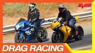 Honda CBR 1000RR vs Suzuki GSXR 600 🔥 DRAG RACING 🔥 DUELO DE MOTOS 🏍🚦🏍