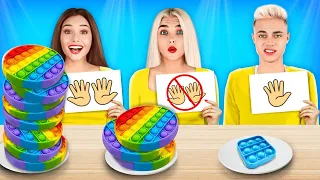 NO HANDS VS ONE HAND VS TWO HANDS | Crazy No Hands Eating Challenges & Pop It Battles by RATATA BOOM