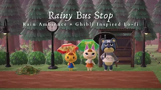 Rainy Bus Stop 🌧 Ghibli Inspired Lo-fi 1 Hour No Ads 🌿 ACNH Totoro Build Studying Music | Work Aid 🎧