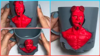 Polymer Clay Coffee Mug || Hellboy Sculpture Mug || Polymer Clay Tutorial || #2022