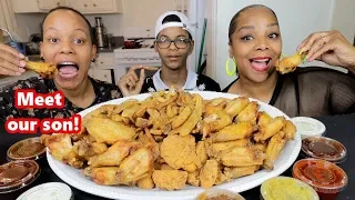 FRIED CHICKEN WINGS MUKBANG | MOTHERS & SON!!!