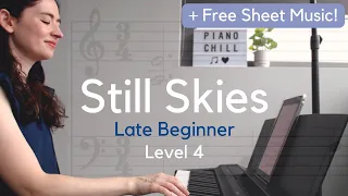 11 Minute Peaceful Beginner Piano Tutorial + Free Sheet Music - Both Hands (Still Skies, Level 4/6)